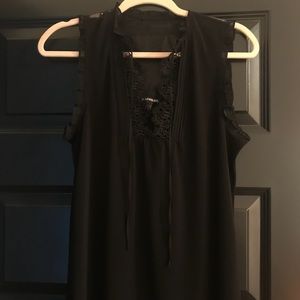 Black lace-detailed Express top